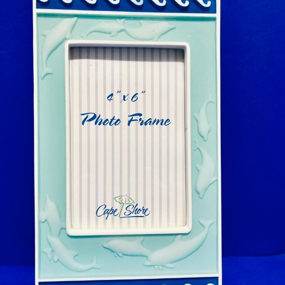 NEW… Nautical Theme Picture Frame ~ Dolphin and Waves, 4”x6” Size, Cape Shore - Picture 2 of 4